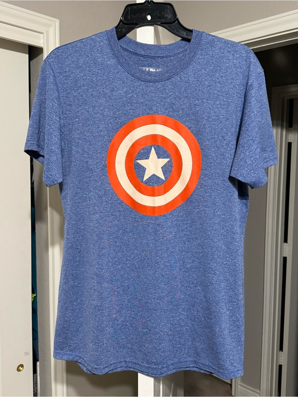 Marvel Blue Short-Sleeve Tee with Red & White Star Emblem